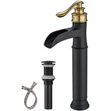 Grifo Para Lavabo Homevacious, Negro Mate Y Dorado, De Un So