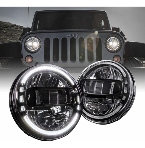 Faros Led Redondos De 7.0 in Para Jeep Wrangler Jk Tj Lc Cj 