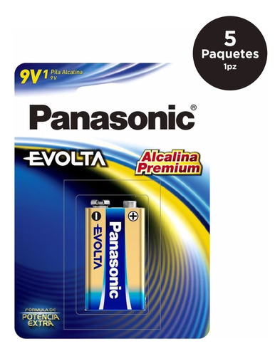 Pilas 9v Alcalinas Panasonic Evolta 6lr61egl/1b  5 Paquetes