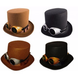 Sombrero Top Hat Steampunk Con Goggles Removibles