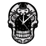 Reloj De Pared Con Espejo Acrílico Con Forma De Calavera, De