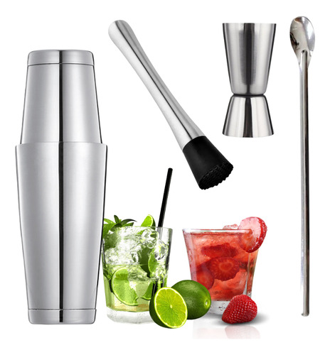 Kit Caipirinha Coqueteleira Boston 2 Copos  Barman