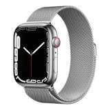 Apple Watch Series 7 (gps + Cellular, 45mm) - Caixa De Aço Inoxidável Prata - Pulseira Estilo Milanês Prata