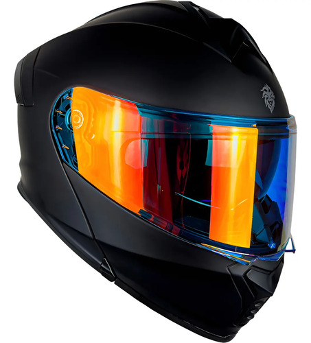 Casco Kov Abatible Thunder Luz Rojo Y Azul Mica Night Vision