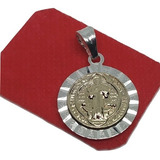 Dije Medalla San Benito Protector En Plata 925 Y Oro  00460