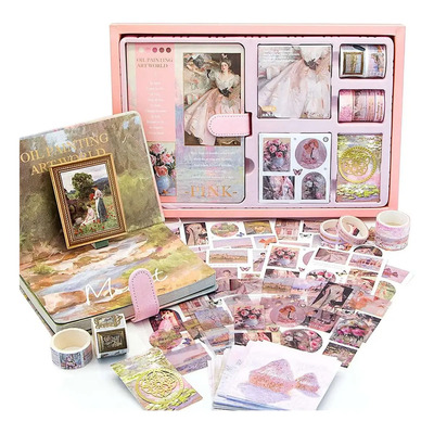 128pzs Journal Scrapbook Vintage Con Libreta Stickers Tape, Kit Estético de Álbumes de Recortes, Bullet Journal Kit Suministros de Albumes de Recortes para Diario de Bala DIY Cuaderno Regalo (Rosa) | MercadoLibre