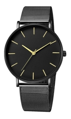 Reloj Hombre Negro Gris Acero Inoxidable Elegante