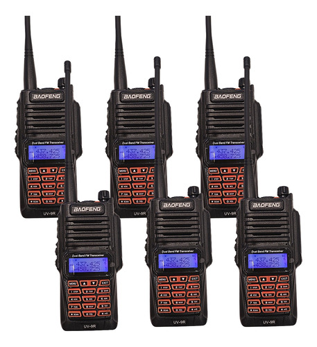 Kit 6 Radio Comunicador Walk Talk Baofeng Uv9r Long Alcance