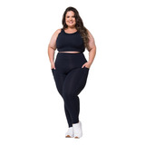 Conjunto Fitness Legging Top C/ Bolso Dily Plus Size Be Real