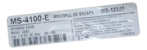 Empacadura Mltiple Escape Hyundai Excel 1.5 Foto 2