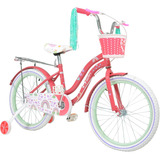 Bicicleta Niña Rosa R 20 Infantil Canastilla Llantitas Tamaño Del Cuadro 20