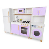 Cozinha Infantil Com Máquina De Lavar E Geladeira Lilás