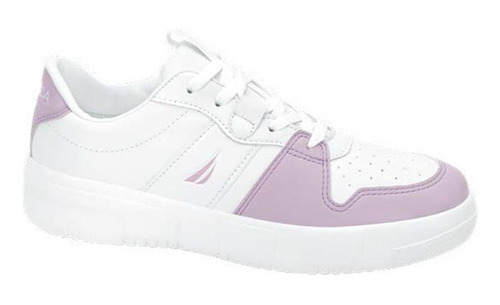 Tenis Choclo Nautica Eola Blanco Con Lila Para Mujer