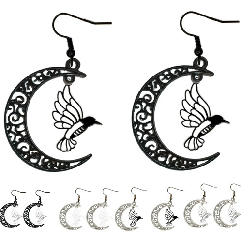 1 Par Aretes Luna+ Precioso Colibri S Gde Escog Modelo R525e