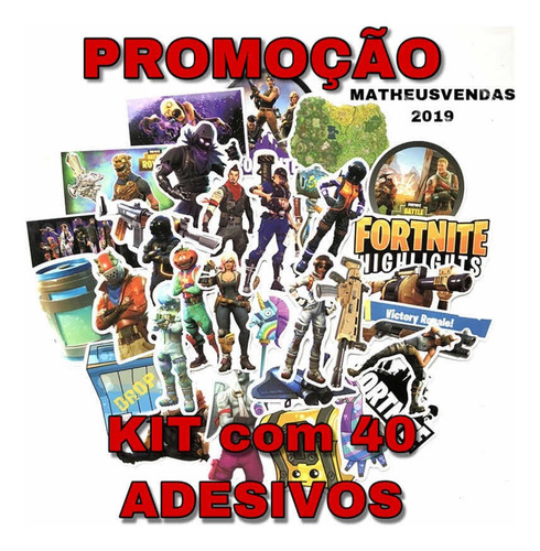 Kit 40 Adesivos Fortnite Celular Xbox Ps4 Renegade Cavaleiro