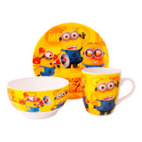 Set 3 Piezas Vajilla Infantil Vaso Taza Plato Minions