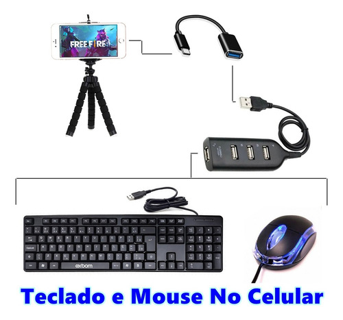 Mobilador Celular Completo Teclado Mouse Tripé Portas Usb