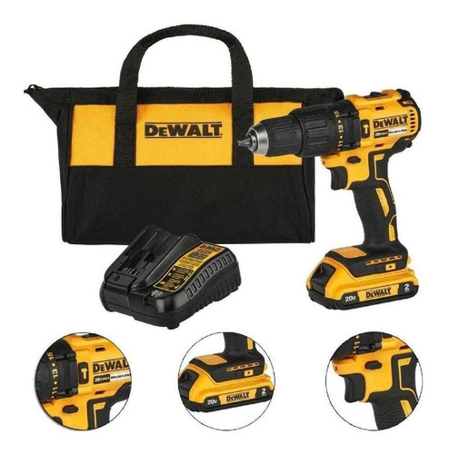 Taladro Percutor Atornillador Inalámbrico De 13mm Dewalt Dcd7781d1 20v + 1 Batería De 2ah + Accesorio Con Bolso 110v/220v