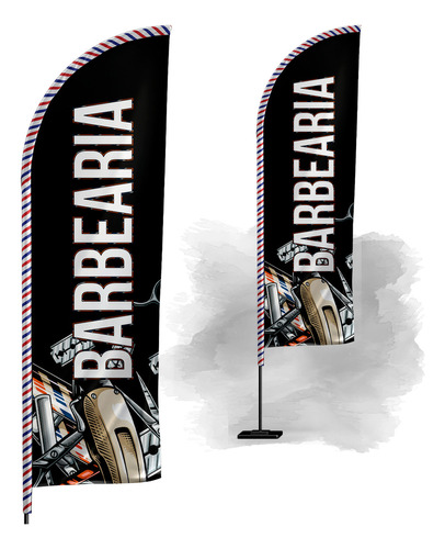 Wind Banner Barbearia Flag Dupla Face 2m Somente Bandeira