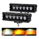 Par Barra 6 Led 30w Blanco / Ambar Luz Fija Lupa 4d 12/24v