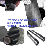 Kit Fibra De Carbono Tela 200 X 25cm + Kit Resina Endurec 3k