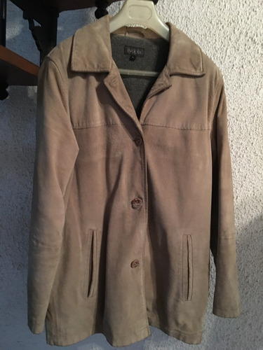 Campera Gamuza Mujer Beige Cemento. Ver Descripción