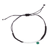 Pulsera De Plata Esterlina 925 Hilo Negro Trebol