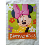 Cartel Bienvenidos Personajes Minnie Pooh Mickey Barbie Usad