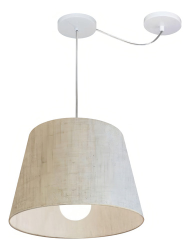 Lustre Pendente Cone Com Desvio Md-4274 Cúpula 30/30x40cm Rustico Bege - Bivolt