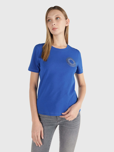 Playera Azul Con Estoperoles De Mujer Tommy Hilfiger