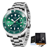 Reloj De Pulsera Lige Lg10045 De Cuerpo Color Plateado Silver Green Analógico 