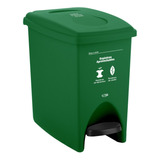 Caneca Plástica 10l Verde Para Organico Con Pedal