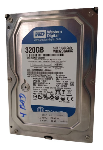 Hd Western Digital 320gb Wd32100aaks Sata C/ 4 Badblock (ml154)