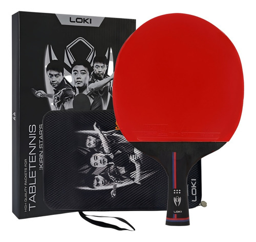 Loki Paleta Ping Pong Profesional K6 Estrella Lapícero Carb Color Rojo-negro Tipo De Mango Cs (chino)