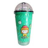 Vaso Acrilico Glitter Verde Niña Water 450 Ml