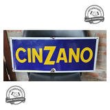 Antiguo Cartel Enlozado Cinzano Original Amarillo Y Azul