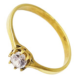 Anillo Cintillo De Oro 18k Cintillo Con Piedra Blanca Cls