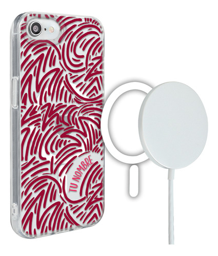 Funda Para iPhone Magsafe Mujer Rayas Vino Con Tu Nombre