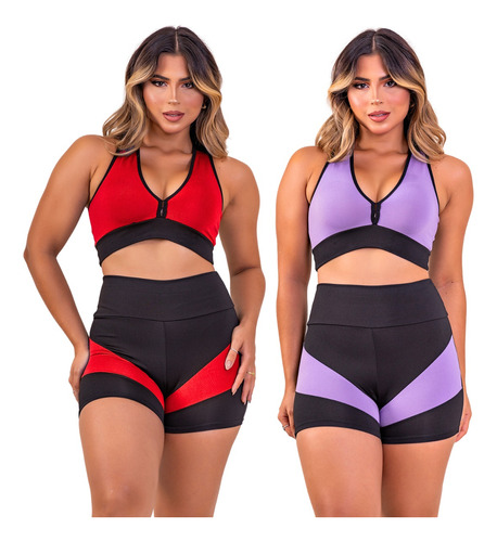 2 Roupa De Academia Feminina Conjunto Treino Plus Size