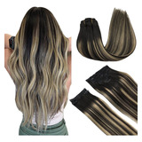 Extensiones De Cabello 150gr 22in Balayage Natural Negro A R