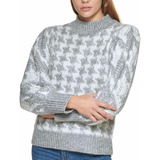 Calvin Klein Houndstooth Sweater Heather Suéter P/dama