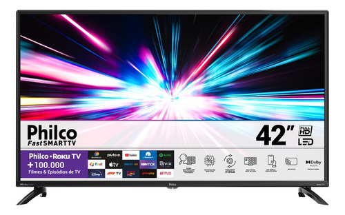 Smart Tv Led 42''  Roku Dolby Audio Preta Philco 110v/220v