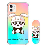 Kit Capa Personalizada + Suporte Celular Nome Panda 1