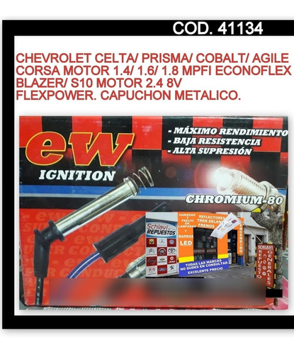 Cable Bujia Chevrolet Celta/ Prisma/ Agile 1.4/ 1.6/ 1.8 