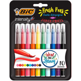 Canetas Brush Pen Ponta Pincel Com 10 Cores Bic