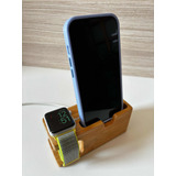 Suporte Dock iPhone Apple Watch Iwatch Madeira Bambu