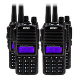 Kit 4 Rádio Comunicador 5w Haiz Vhf /uhf/ Fm Dual Band Uv-82 Cor Preto