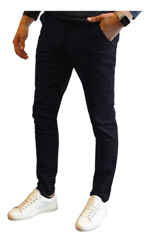 Pantalon Chupin Elastizado Vestir Corte Chino Hombre 