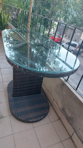 Mesa Patio/balcón Con Tope De Vidrio