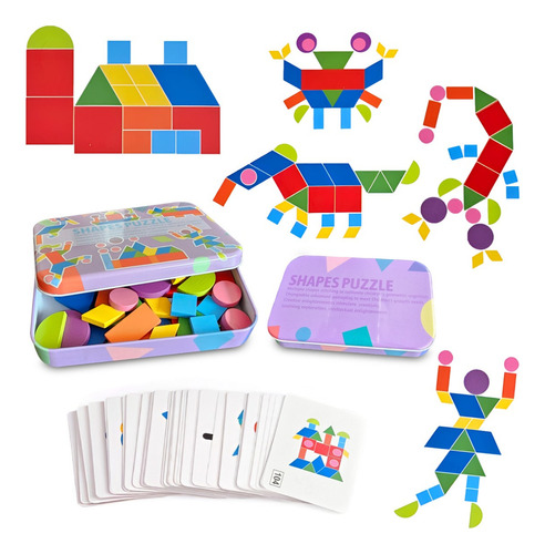 Juego Didáctico Educativo Armar Figuras Madera Peke Kids Color Violeta